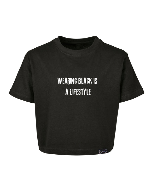 WEARING BLACK IS A LIFESTYLE CLASSIC OVERSIZE CROP TOP T-SHIRT